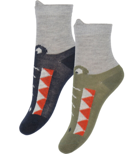 Minymo Sokker 2 pack Dark Navy/Armygrønn m. Krokodille Minymo 35/38 Sokker Blå Grå 35 38