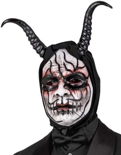 Widmann Commedia Dell'arte Demonmann Maske Med Hette og Horn