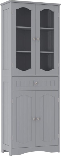 Frittstående baderomsskap med glassdører – 60x30x160 cm