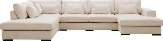 Grande 5 seters U Sofa med Divan Høyre Beige Manchester