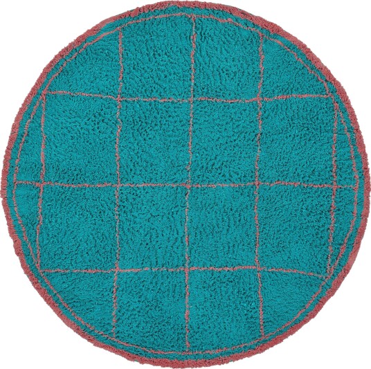 Rundt teppe Lana Natural Cotton Shaggy turkis/rosa Størrelse: Ø 240 cm