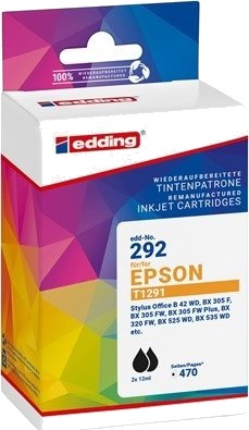 Edding EDD 292 svart blekkpatroner 2 pk