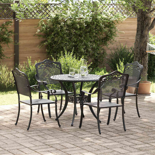 vidaXL Hage Spisegruppe 5 pcs Svart Aluminium