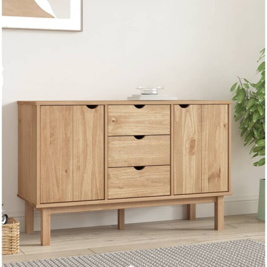 vidaXL Skjenk 113,5x43x73 cm heltre furu