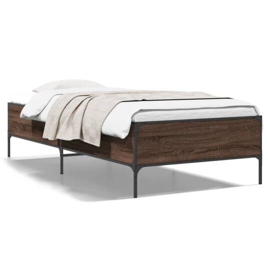 Sengeramme brun eik 100x200 cm konstruert tre og metall 8721012984912