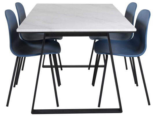 Venture Design Estelle & Arctic spisegruppe Hvit/blå 4 st stoler & bord 140 x 90 cm