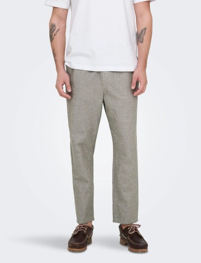 ONLY & SONS Onslinus Crop 0007 Cot Lin Pnt Noos   Grey   XS