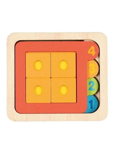 Goki Wooden Layer Puzzle Shapes and Numbers 15 pc Tre