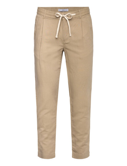 Mango Slim-Fit Trousers With Drawstring - Beige - 38 Mango Slim-Fit Trousers With Drawstring - Beige - 38