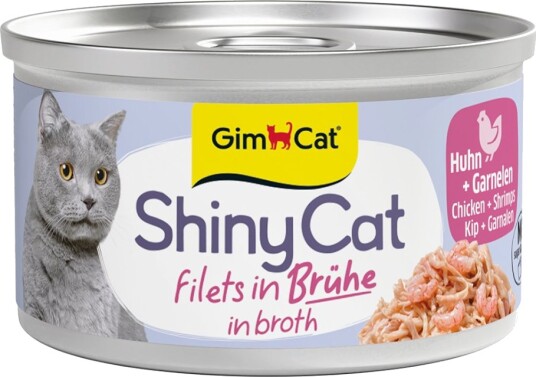 Gimcat Våtfôr Shinycat Filet I Buljong Og Reker Kylling 6 X 70 G