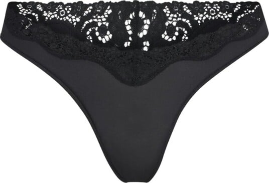 SKIMS Fits Everybody Lace Dipped Thong Onyx Undertøy Sort XL