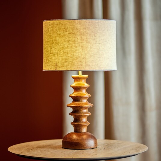 Elinora bordlampe brun/kremfarget høyde 52 cm – Bloomingville Soverom Skandinavisk Tre Med skjerm