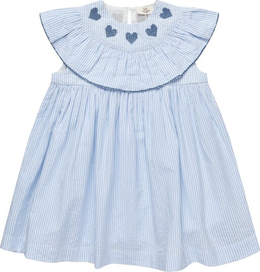 Copenhagen Colors Seersucker Dress W. Heart Blue 92 Copenhagen Colors Seersucker Dress W. Heart Blue 92