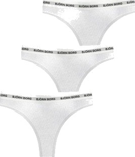 Björn Borg Truser 3P Logo Thong Hvit bomull Small Dame Björn Borg Truser 3P Logo Thong Hvit bomull Small Dame