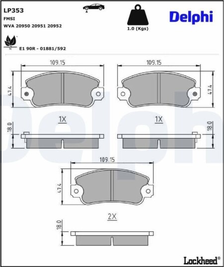 DELPHI LP373 Bremseklosser