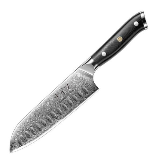 Damaskus by HawSantoku kniv 32 cm svart Damaskus by HawSantoku kniv 32 cm svart