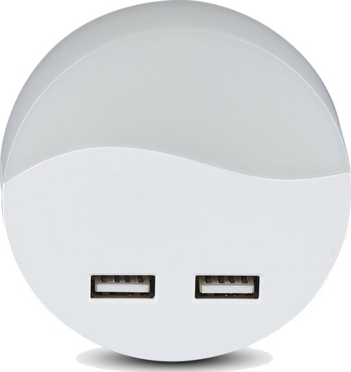 V Tac 0,45W Nattlampe med USB Rund 3000K Automatisk tenning ved mørke Samsung LED Chip Kulør : Varm