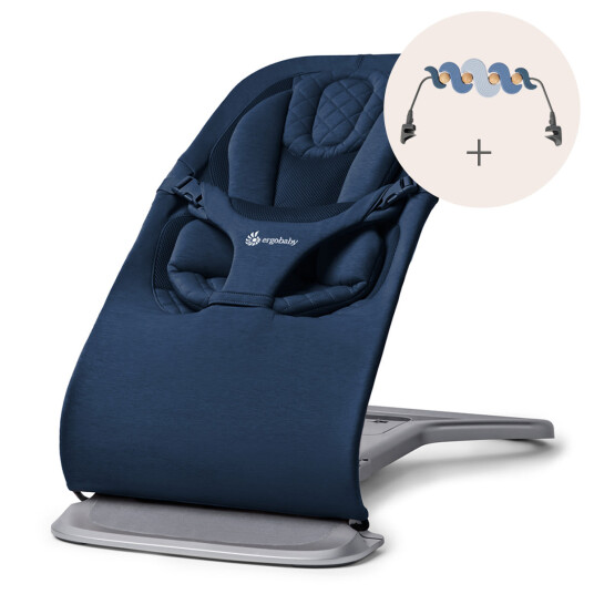 Ergobaby Evolve 3 i 1 Babysitter Mörkblå Med Lekbåge Serene Swells Ergobaby Evolve 3 i 1 Babysitter Mörkblå Med Lekbåge Serene Swells