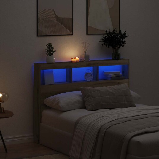  Hodegavl skap med LED artisan eik 140x17x102 cm
