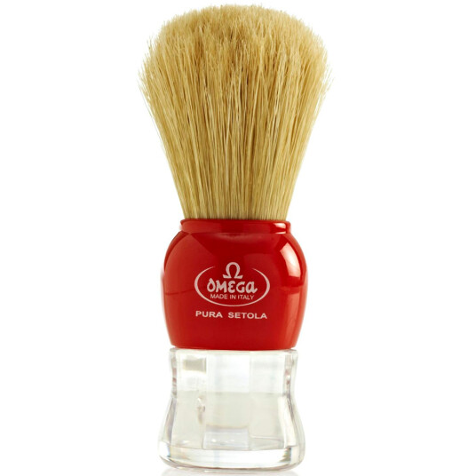 Omega Pure Bristle Barberkost Plastichåndtag #10072 RØD Omega Pure Bristle Barberkost Plastichåndtag #10072 RØD