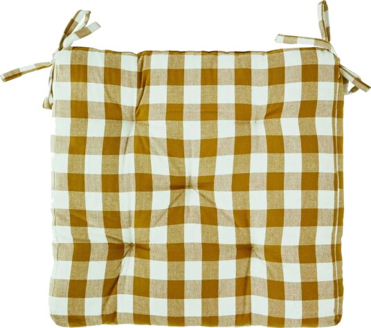 Madam Stoltz Checked woven cotton chair pad Setepute 45x45 cm