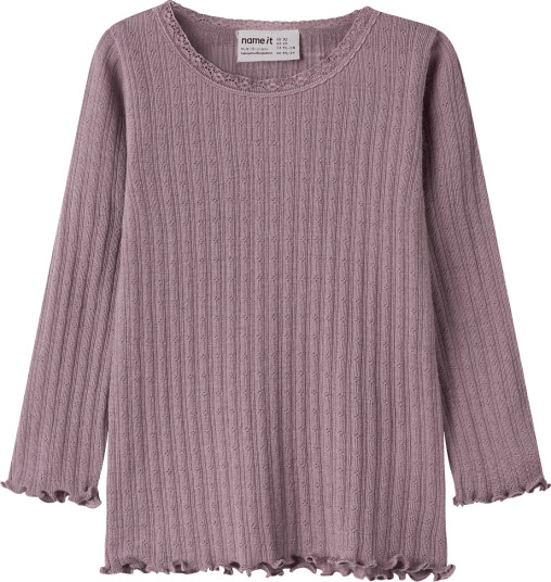 name it Nmfwossa Wo/Si Rib Ls Top - Purple - 110