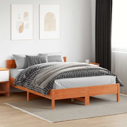  Sengeramme med hodegavl voksbrun 120x200 cm heltre furu 8721012429079