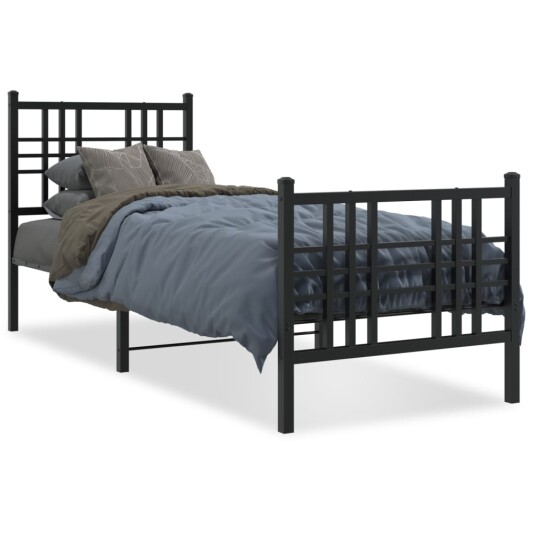  Sengeramme i metall med hode- og fotgavl svart 75x190 cm 8721012372962