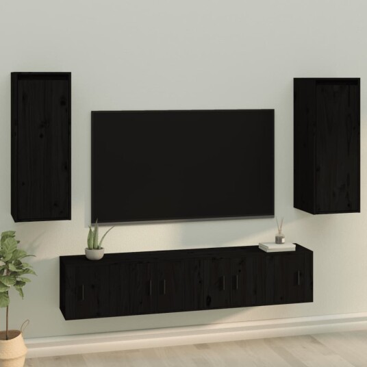 vidaXL Veggskap 2 stk svart 30x30x80 cm heltre furu vidaXL Veggskap 2 stk svart 30x30x80 cm heltre furu