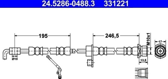 ATE 24.5286 0488.3 Bremseslange