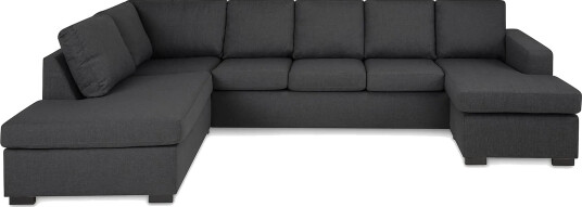Crazy 5 seters Venstrevendt U formet Sofa med Divan og Sjeselong i Stoff Mørk grå