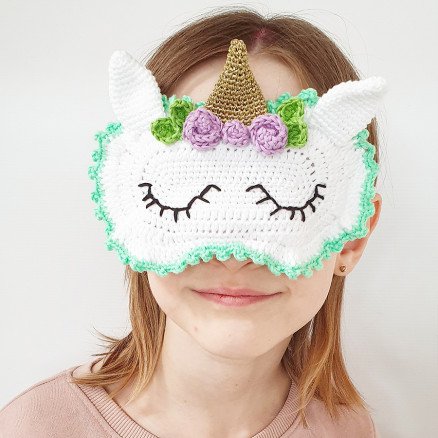 Enhjørning Sovemaske av Rito Krea Sovemaske Hekleoppskrift 16x11 cm Enhjørning Sovemaske av Rito Krea Sovemaske Hekleoppskrift 16x11 cm