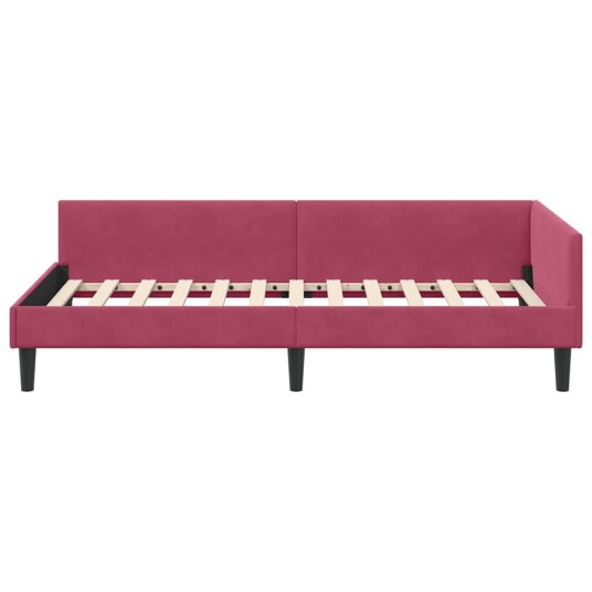 Hjørnesengramme med hodegjerde Vinrød 90 cm x 190 cm Fløyel