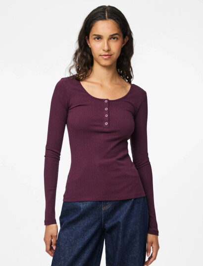 Pieces Pckitte Ls Top Jrs Noos Bc - Burgundy - L Pieces Pckitte Ls Top Jrs Noos Bc - Burgundy - L