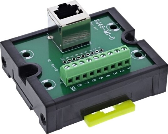 Inline Rj45 Breakout Kontakt Til 9 Pinners Skrueterminal Topphattskinne Skjermet 92505J