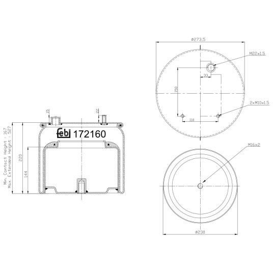 Luftbelg, fjæring FEBI BILSTEIN 172160 Luftbelg, fjæring FEBI BILSTEIN 172160