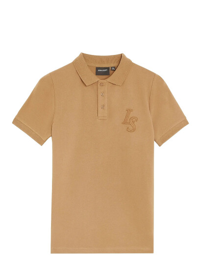 Lyle & Scott L&S Monogram Polo Shirt Beige 9 10 Lyle & Scott L&S Monogram Polo Shirt Beige 9 10