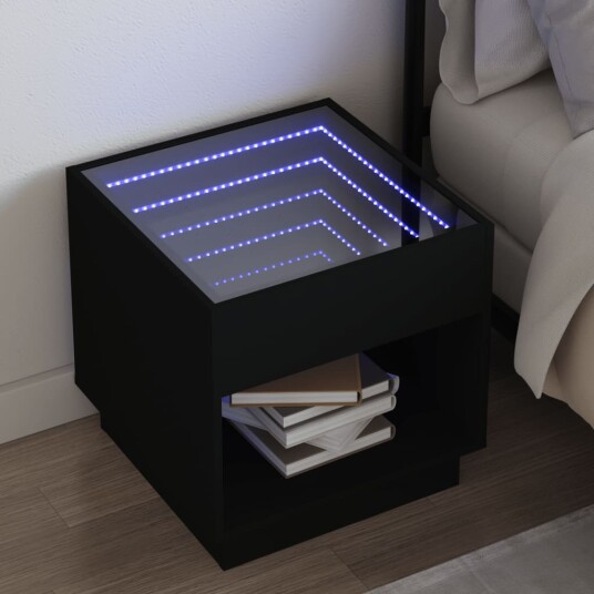 Salongbord med Infinity LED svart 50x50x50 cm 3284085