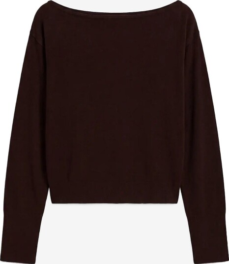 Calvin Klein Merino Blend Open Neck Sweater RICH BROWN M