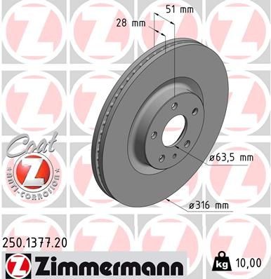 Bremseskive ZIMMERMANN 250.1377.20