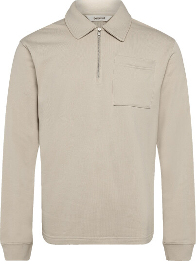 Selected Slmscott Ls Half Zip Sweat Beige M