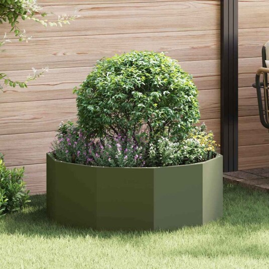 vidaXL Plantekassed Olivengrønn 90 x 90 x 35 cm Stål vidaXL Plantekassed Olivengrønn 90 x 90 x 35 cm Stål