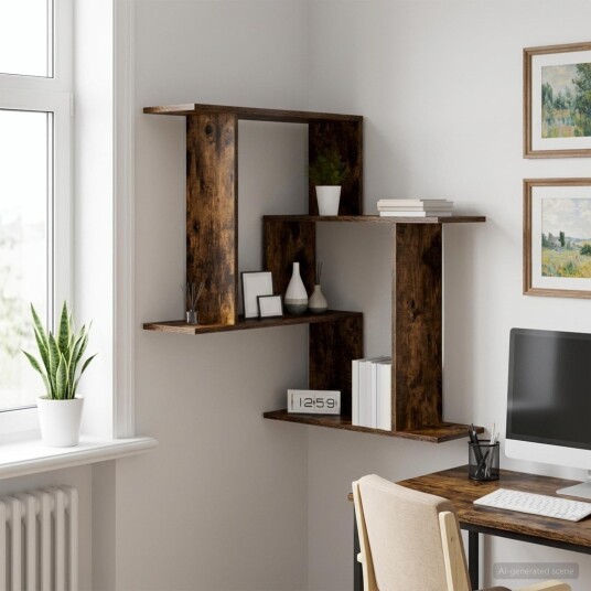 vidaXL Vegghylle Røkt Eik 67 x 67 x 87 cm Konstruert tre