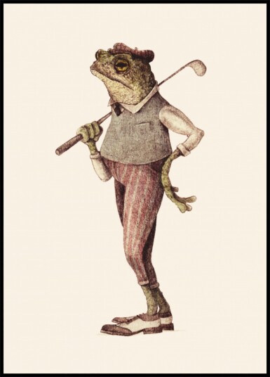 Frog In Vintage Golf Attire Plakat / 70x100