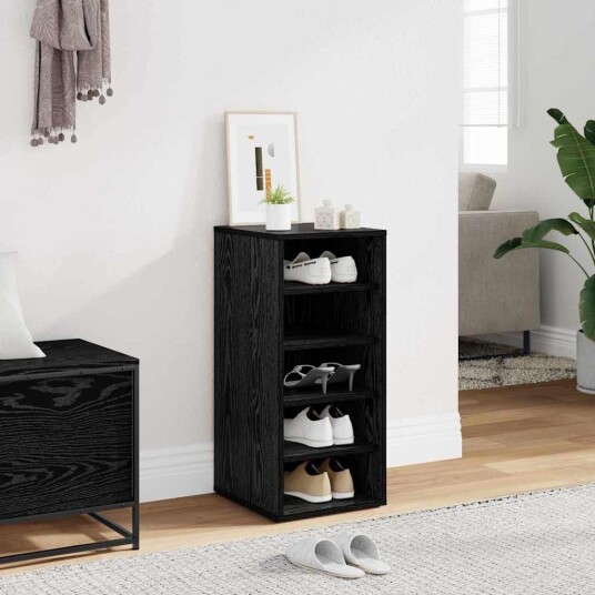  Skohylle Sort Eik 32x35x70 cm Laget av Tre
