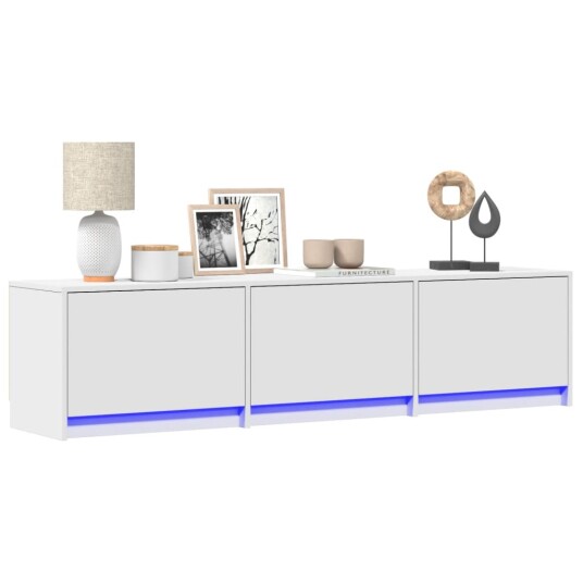 TV-benk med LED hvit 165x34x40 cm konstruert tre 852250