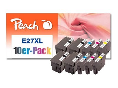 Peach Combi-Pack E27xl - 10-Pack - Svart Gul Cyan Magenta - Kompatibel - Gjenfabrikert - Blekkpatron (Alternativ For: Epson 27Xl Epson T2714) - For Epson Workforce Wf-3620 3640 7110 7210 7610 7620 7710 7715 7720