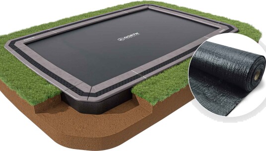 IN GROUND NORTH TRAMPOLINE Rektangulær / 5,2 m x 3,7 m / Trampoline + Landskapsklassifisert ugressduk