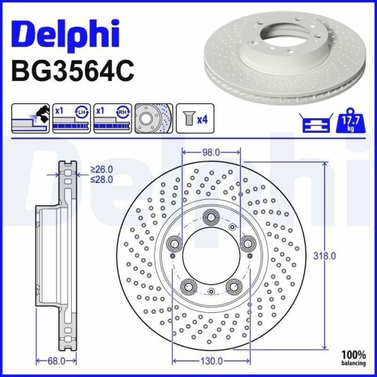 DELPHI BG3564C Bremseskive DELPHI BG3564C Bremseskive