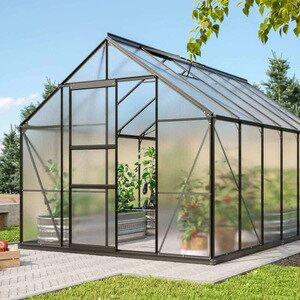 Vitavia Merkur drivhus 9,9 m2 polykarbonat svartlakkert aluminium